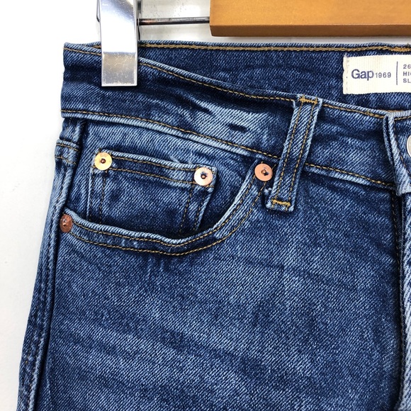Gap High Rise Slim Straight Jeans Sz 26 - Picture 10 of 11